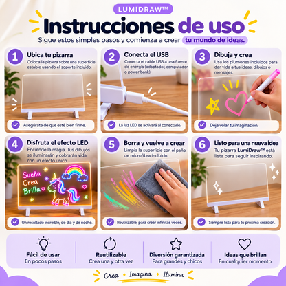 LumiDraw™ — Pizarra Mágica LED USB 20×30 cm
