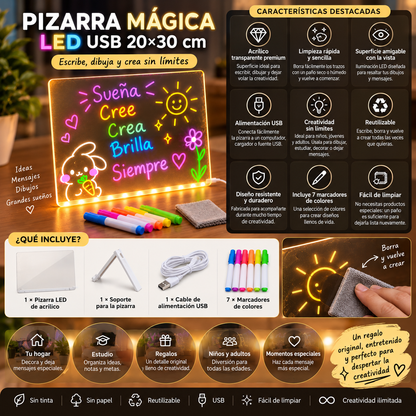 LumiDraw™ — Pizarra Mágica LED USB 20×30 cm