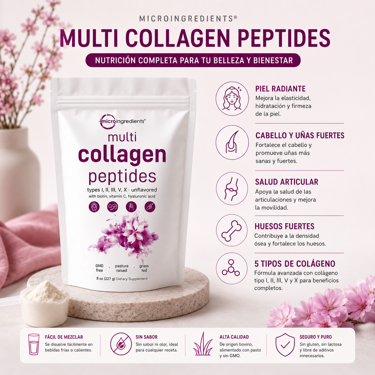 Microingredients - Multi Collagen Peptides 450gr.